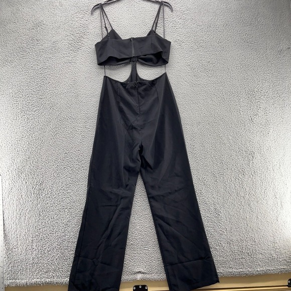 Socialite Jumpsuit Womens Large Black V Neck Spaghetti Strap Wide Leg NWOT - Picture 4 of 11